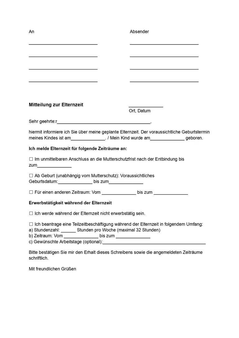 Mutterschaftsurlaub antrag