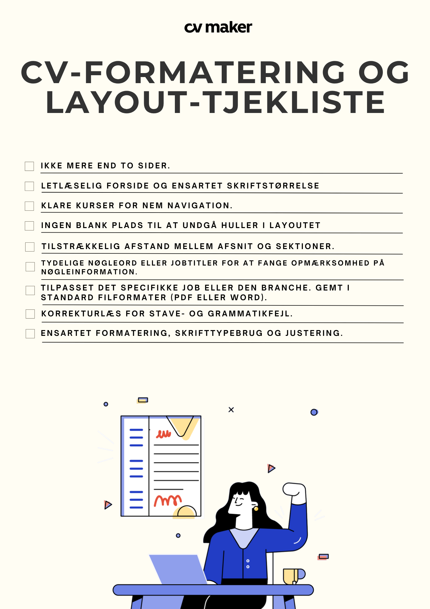 CV-FORMATERING OG LAYOUT-TJEKLISTE
