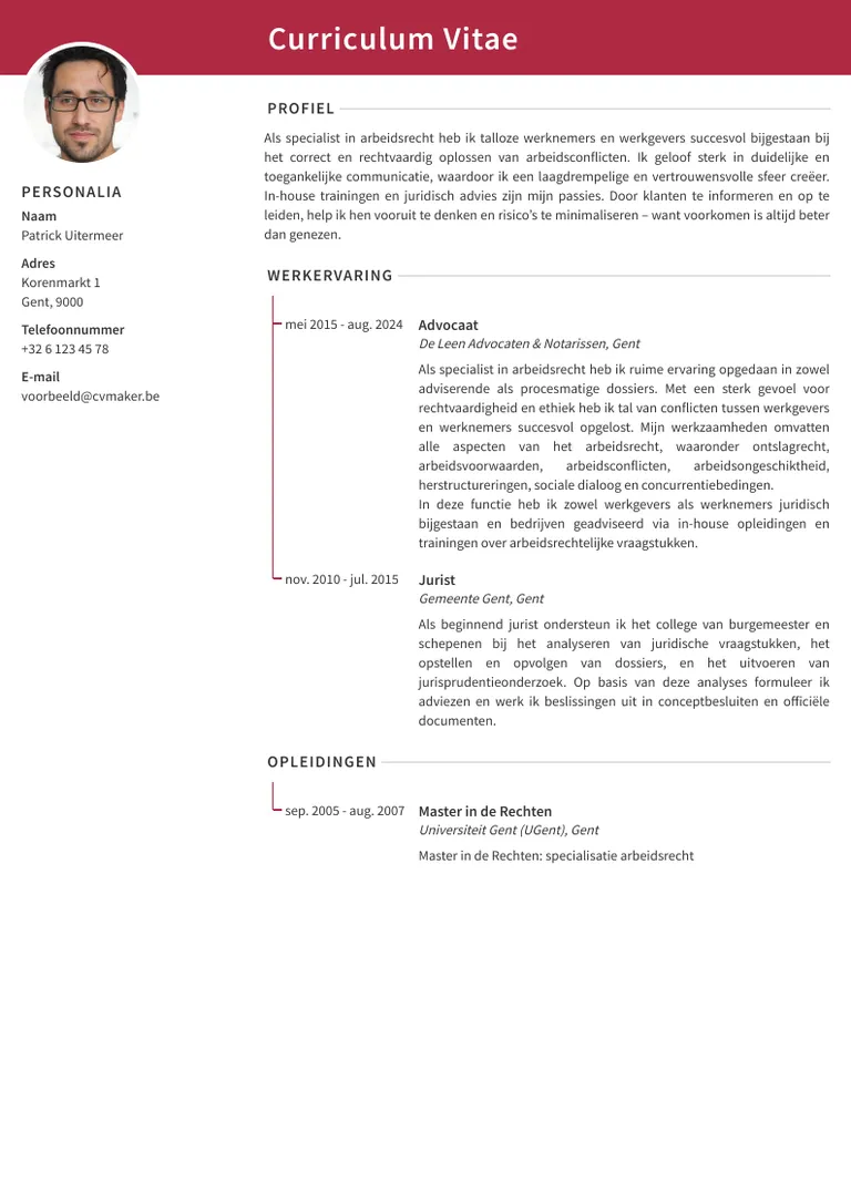 jurist voorbeeld cv
