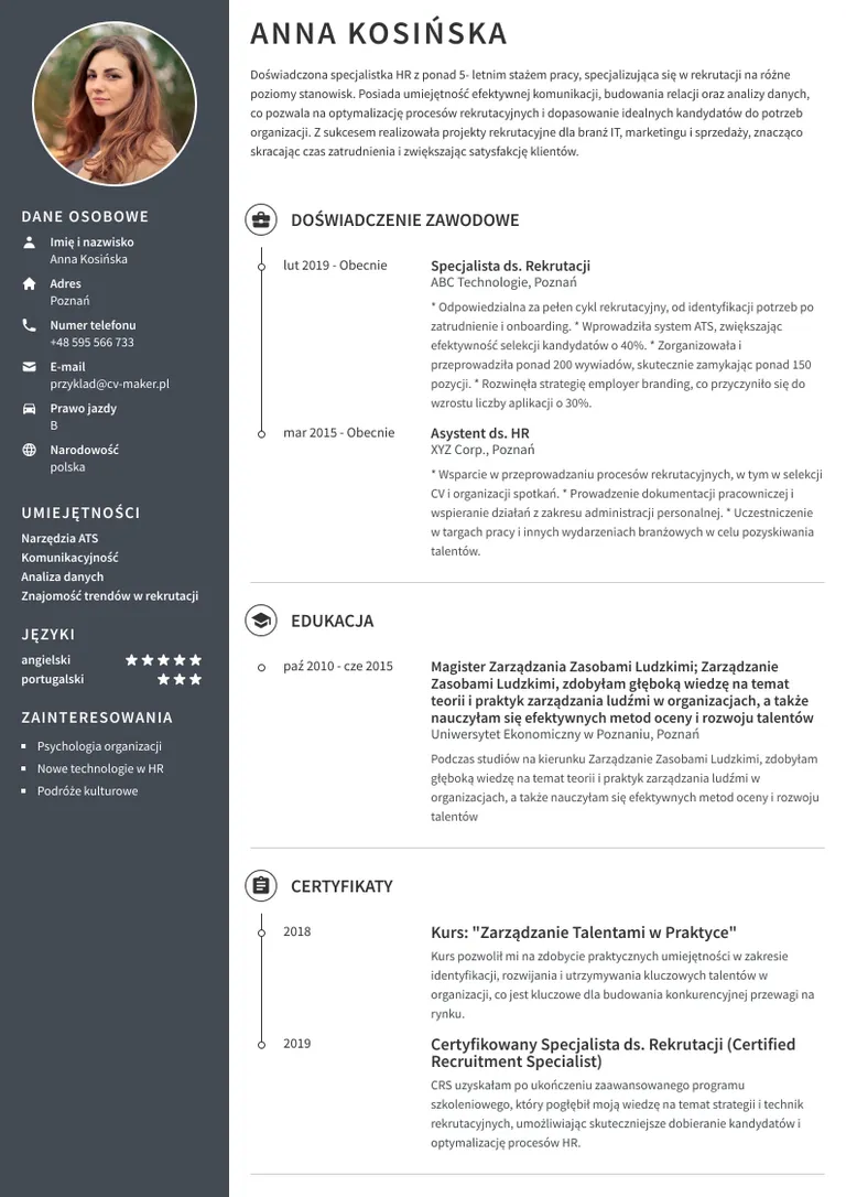 CV Rekrutera – wzór
