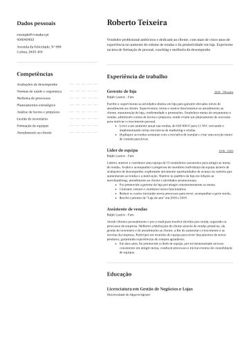 Exemplo CV toronto
