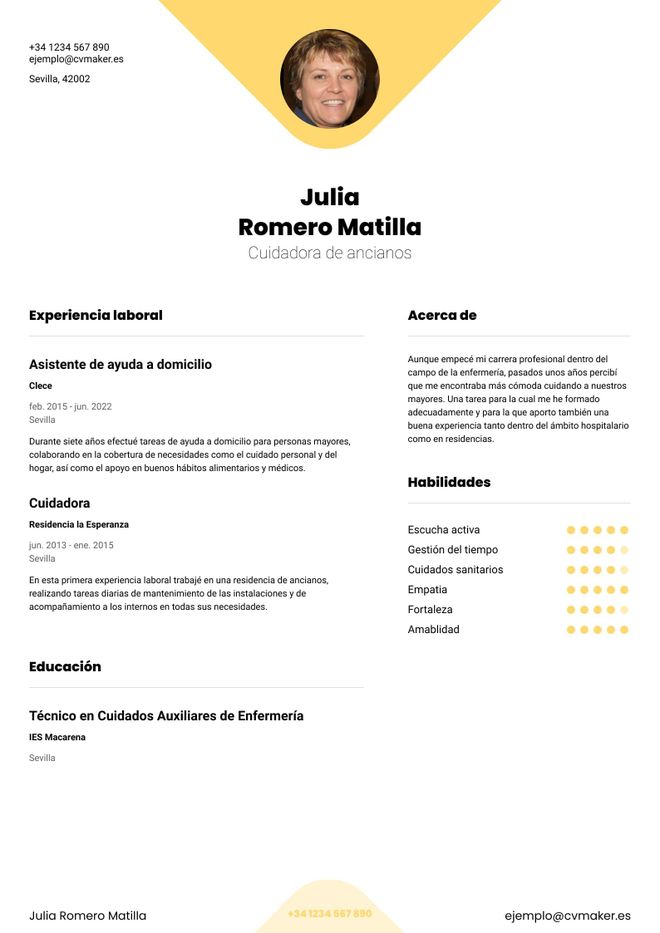 Currículum de Cuidadora de Ancianos