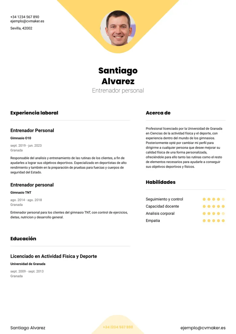 Currículum de Entrenador Personal