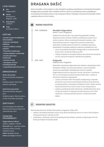 Primer CV-ja za knjigovođu