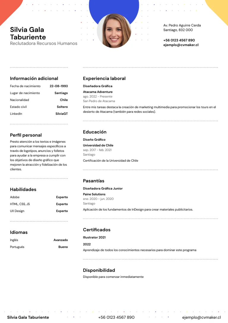 Ejemplo de currículum de Diseñador Gráfico