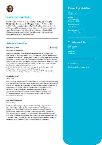 exempel CV california blå