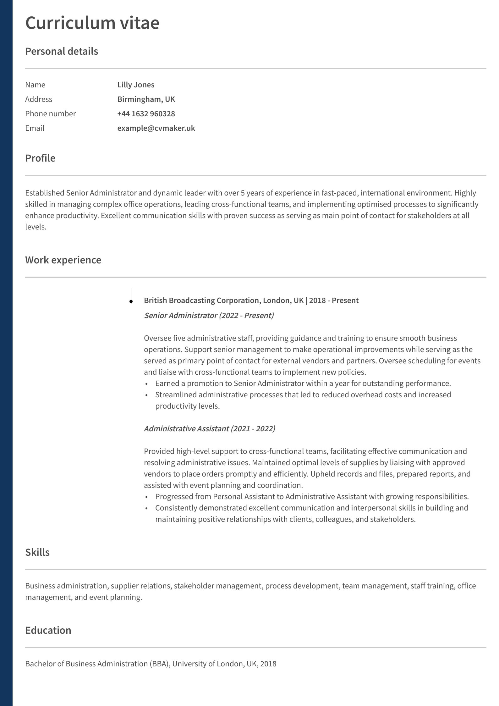 Administrator CV