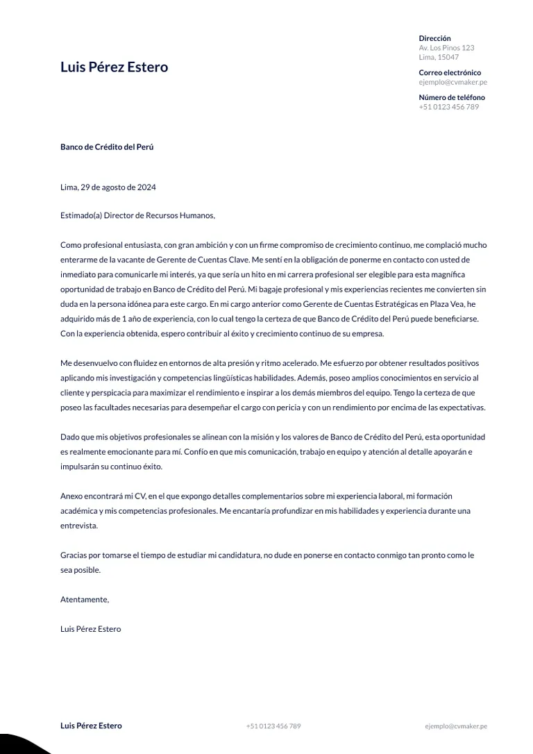 Plantilla Otago – carta de presentación simple
