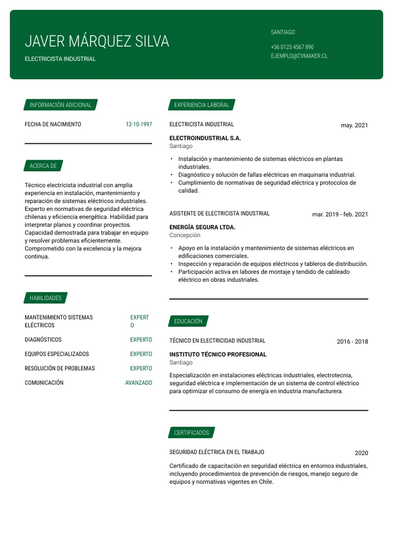 Escribir un buen Curriculum Vitae de Electricista Industrial
