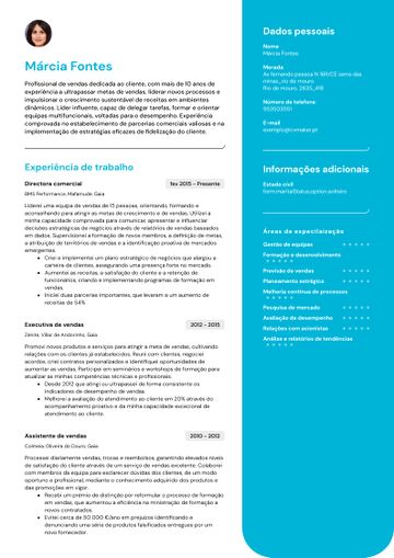 Exemplo CV california azul