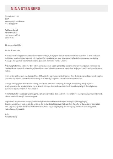 CV eksempel Markedsfører