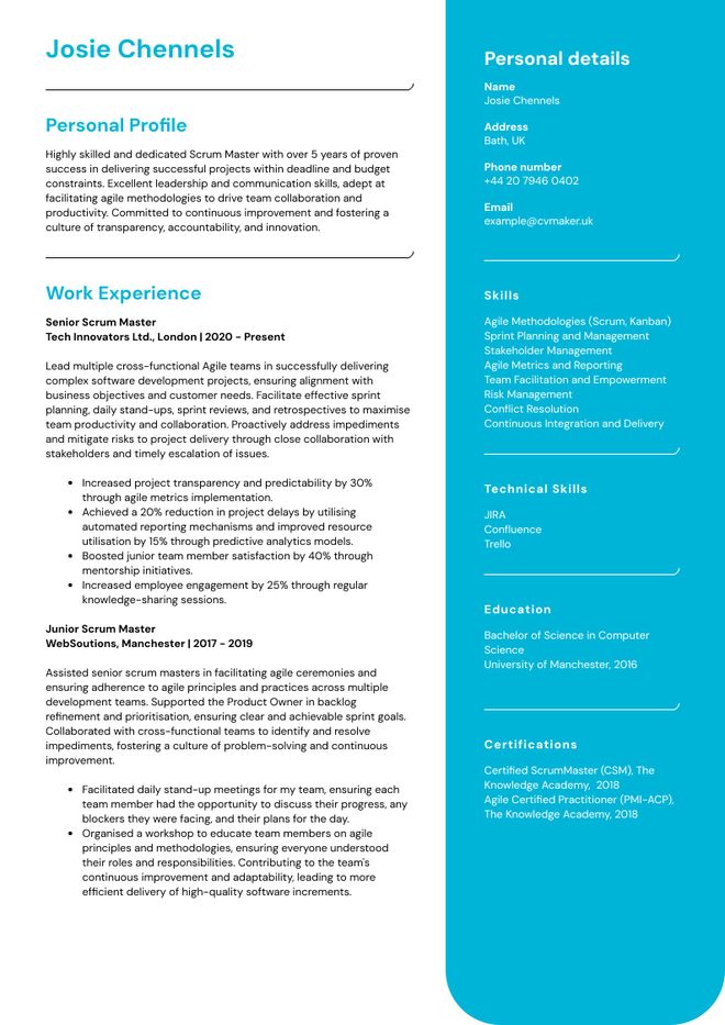 Scrum. master CV sample