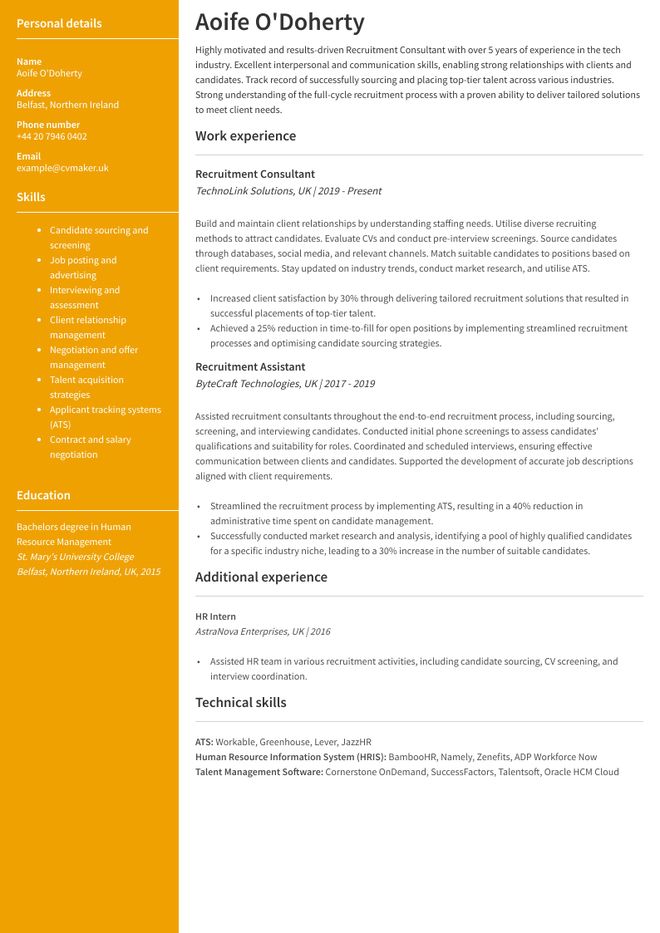 Recruitment CV sample