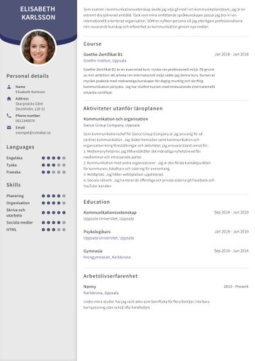 exempel CV edinburgh lila