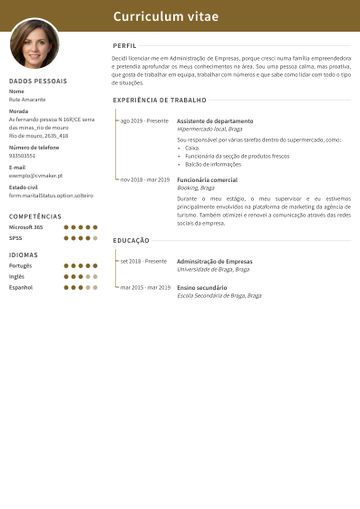Exemplo CV cambridge castanho