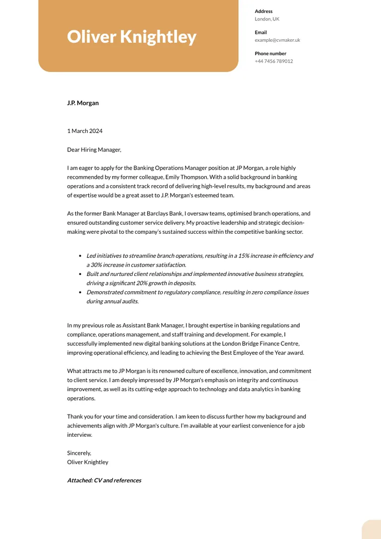 banking cover letter example
