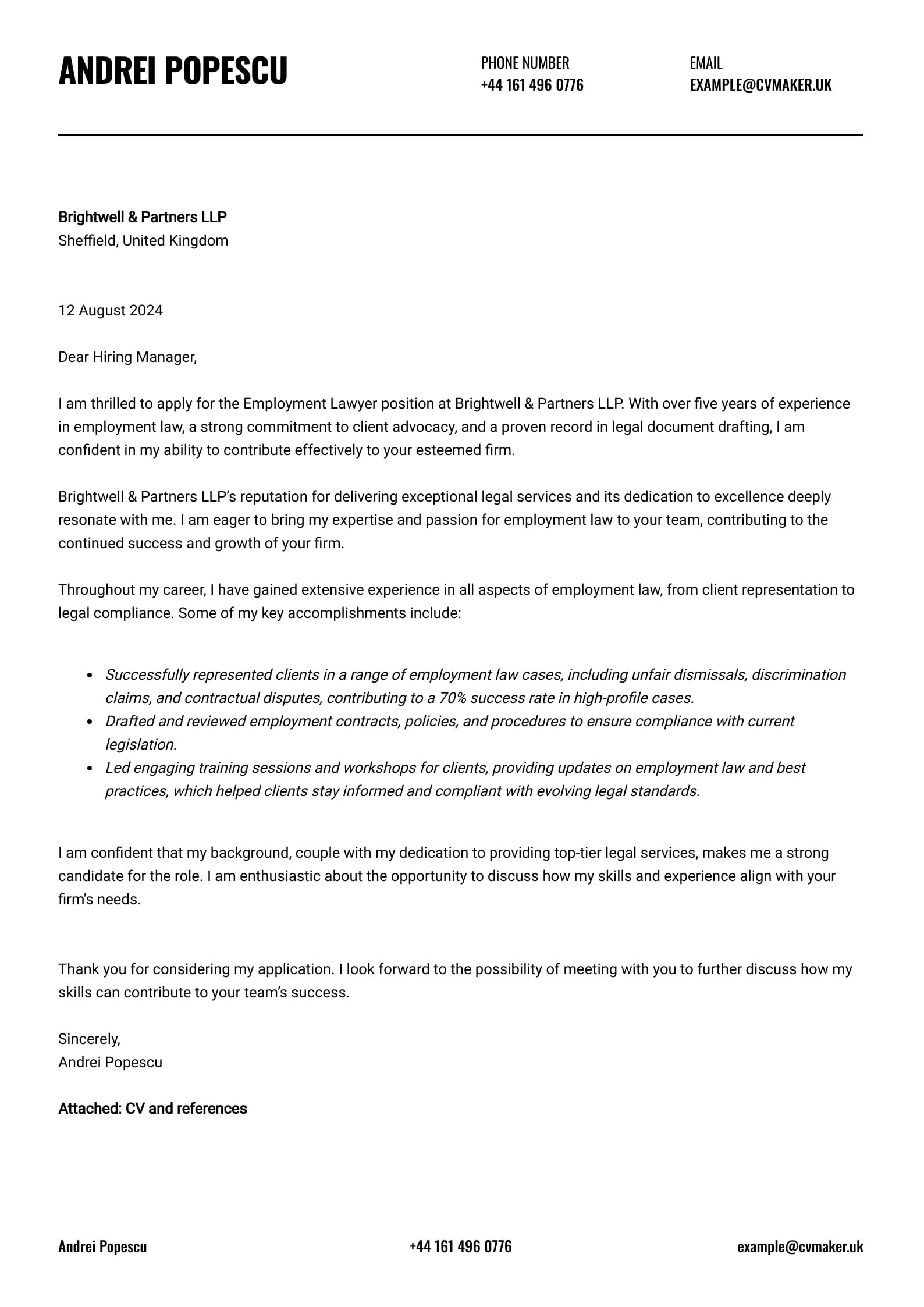 Lawyer Cover Letter