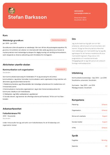 exempel CV erasmus röd
