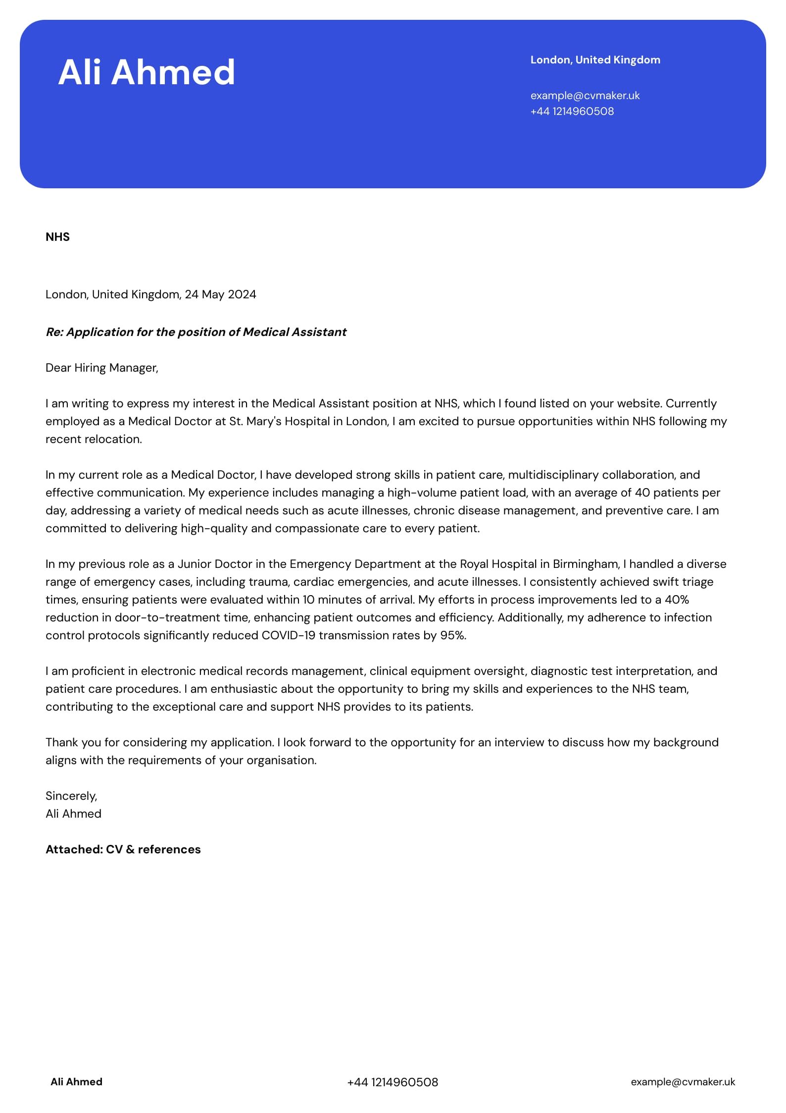 Medical Cover Letter