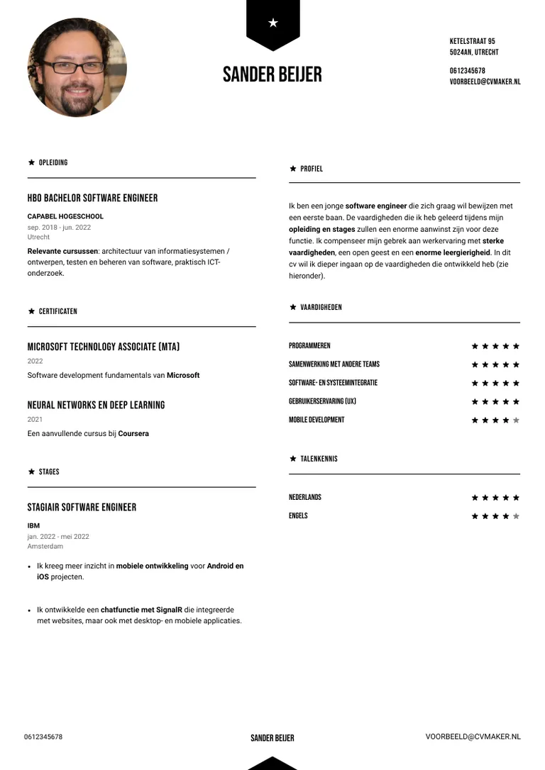 Voorbeeld van een vaardigheden-cv