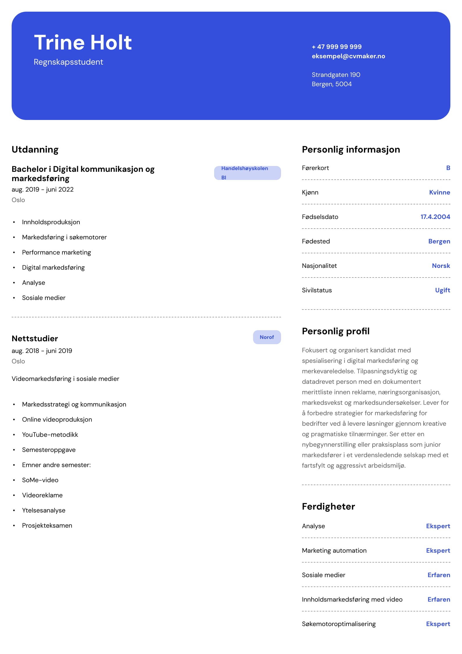 eksempel-cv-nyutdannet