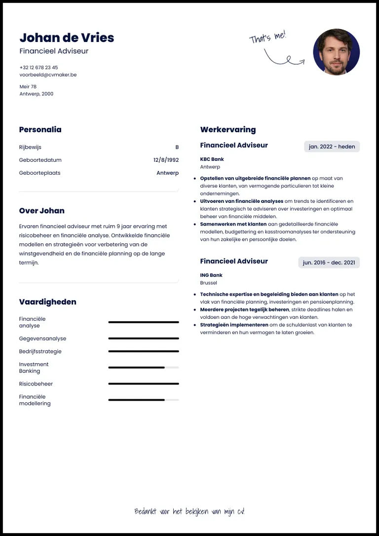 Michigan cv template voor een simpel cv
