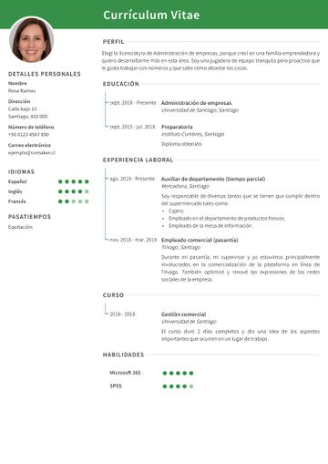 ejemplo de CV de pasantia