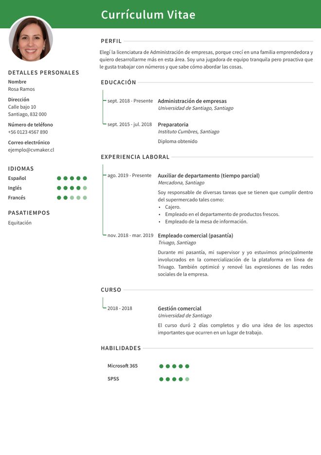 ejemplo de CV de pasantia