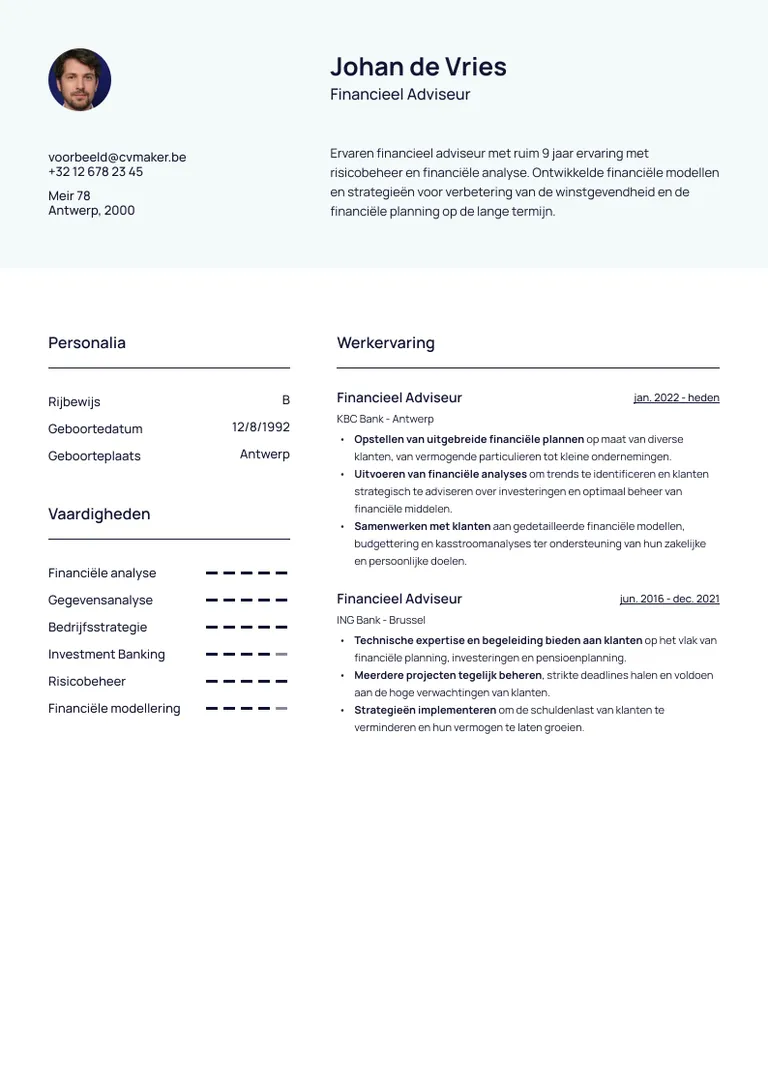 Wheaton cv template voor een simpel cv