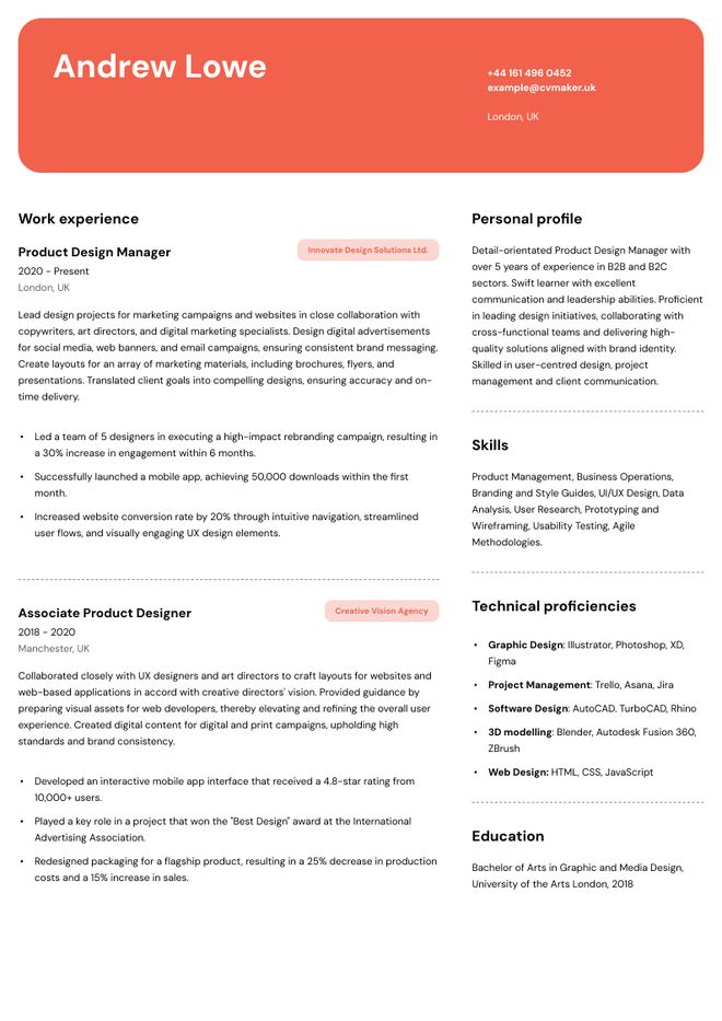Chronological CV format