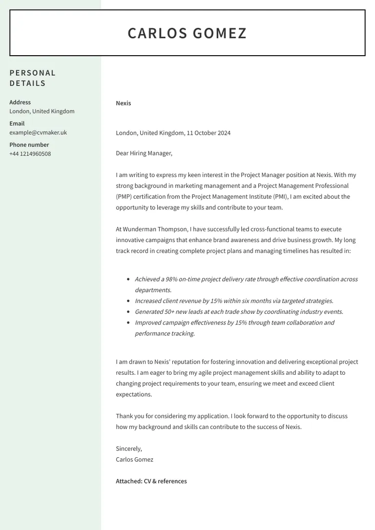 cleaner cover letter example