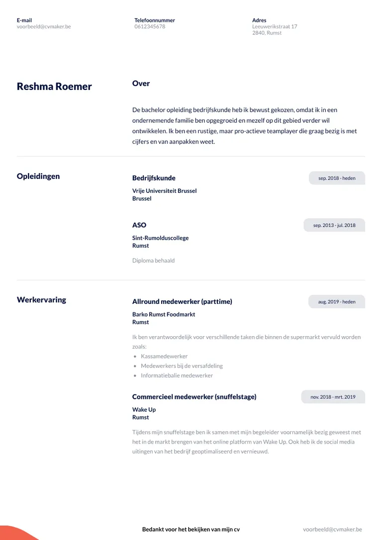 stage cv-voorbeeld