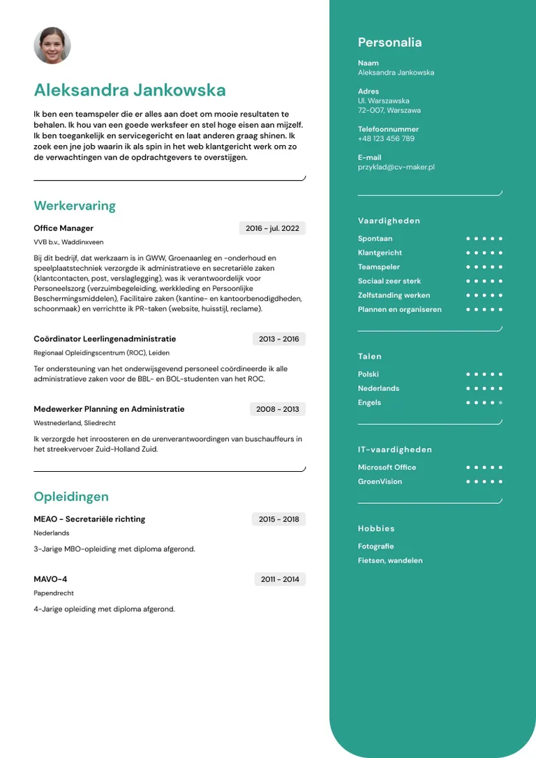 Przykładowe CV po holendersku