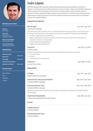 ejemplo de CV para horeca