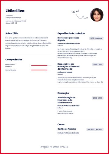 Exemplo CV michigan vermelho