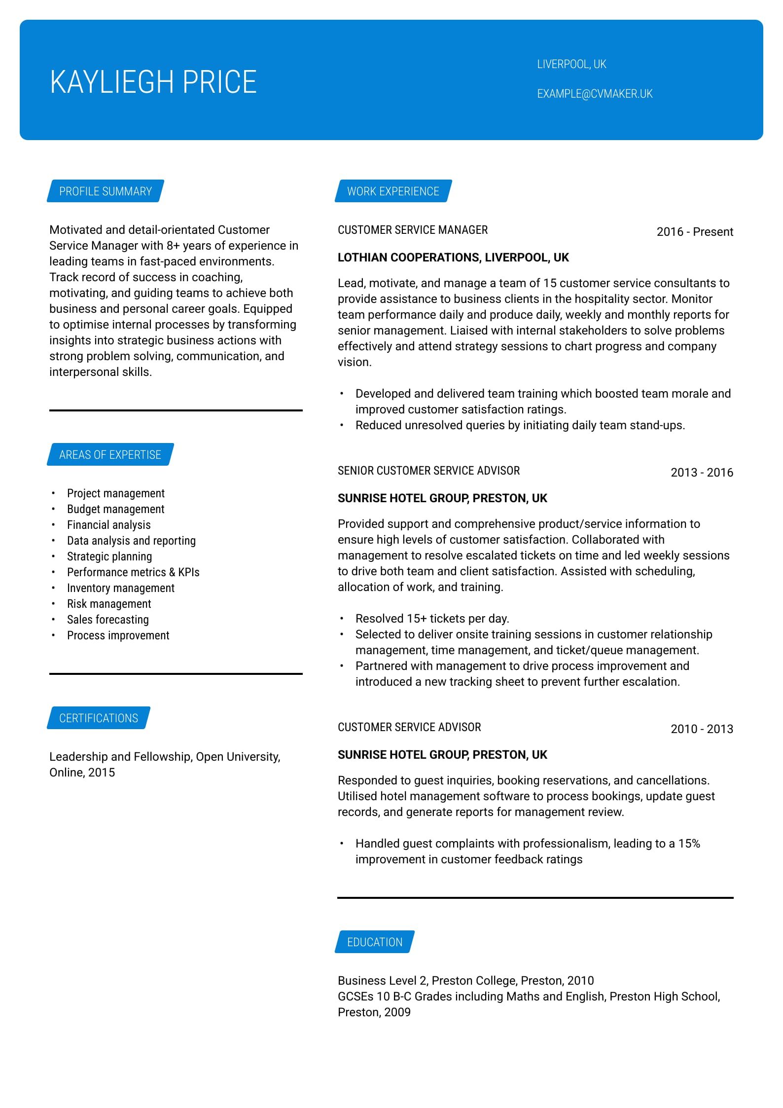 Manager CV