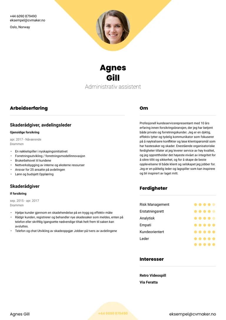 Eksempel på CV for kundeservicemedarbeider