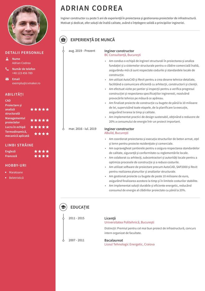 CV inginer constructor