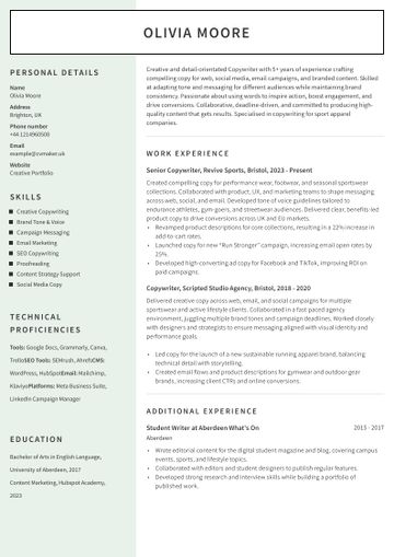 Example Copywriter CV