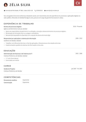 Exemplo CV otago vermelho