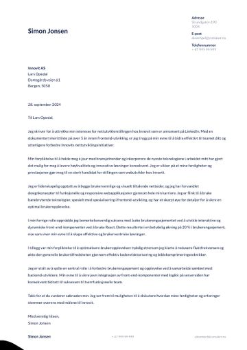 CV eksempel Programvareutvikler