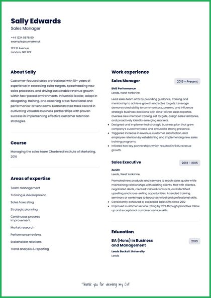 Simple CV format
