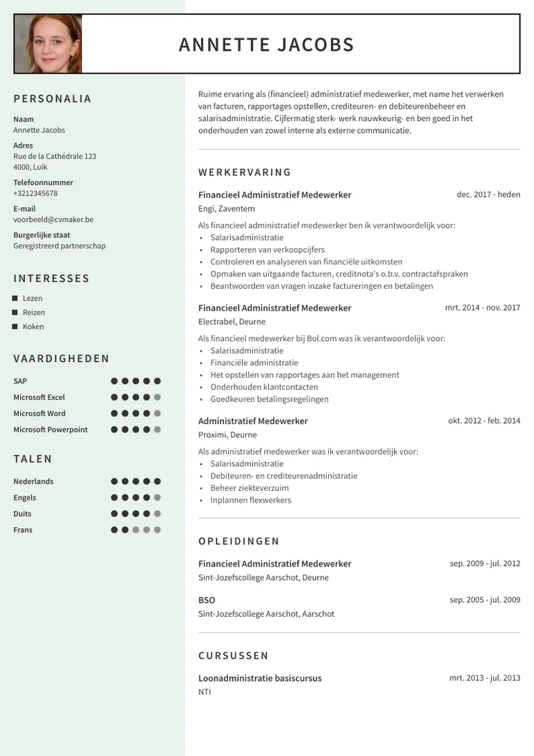 cv voorbeeld administratief medewerker