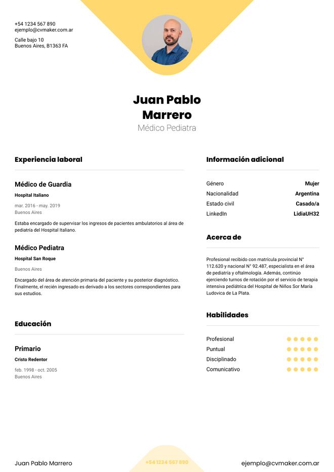 Currículum de Médico ejemplo