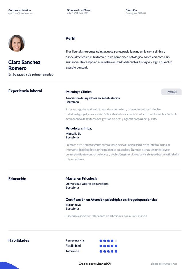 ejemplo de currículum de psicólogo