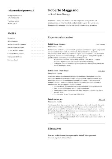 esempio di cv toronto