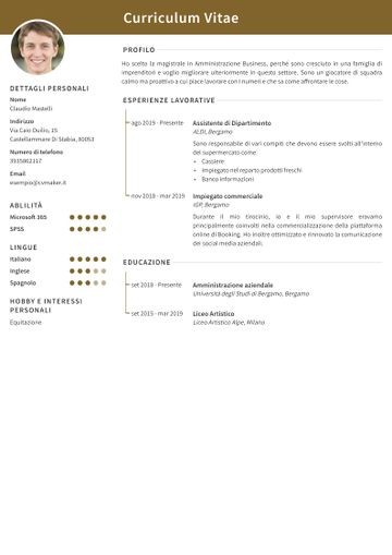 esempio di cv cambridge marrone