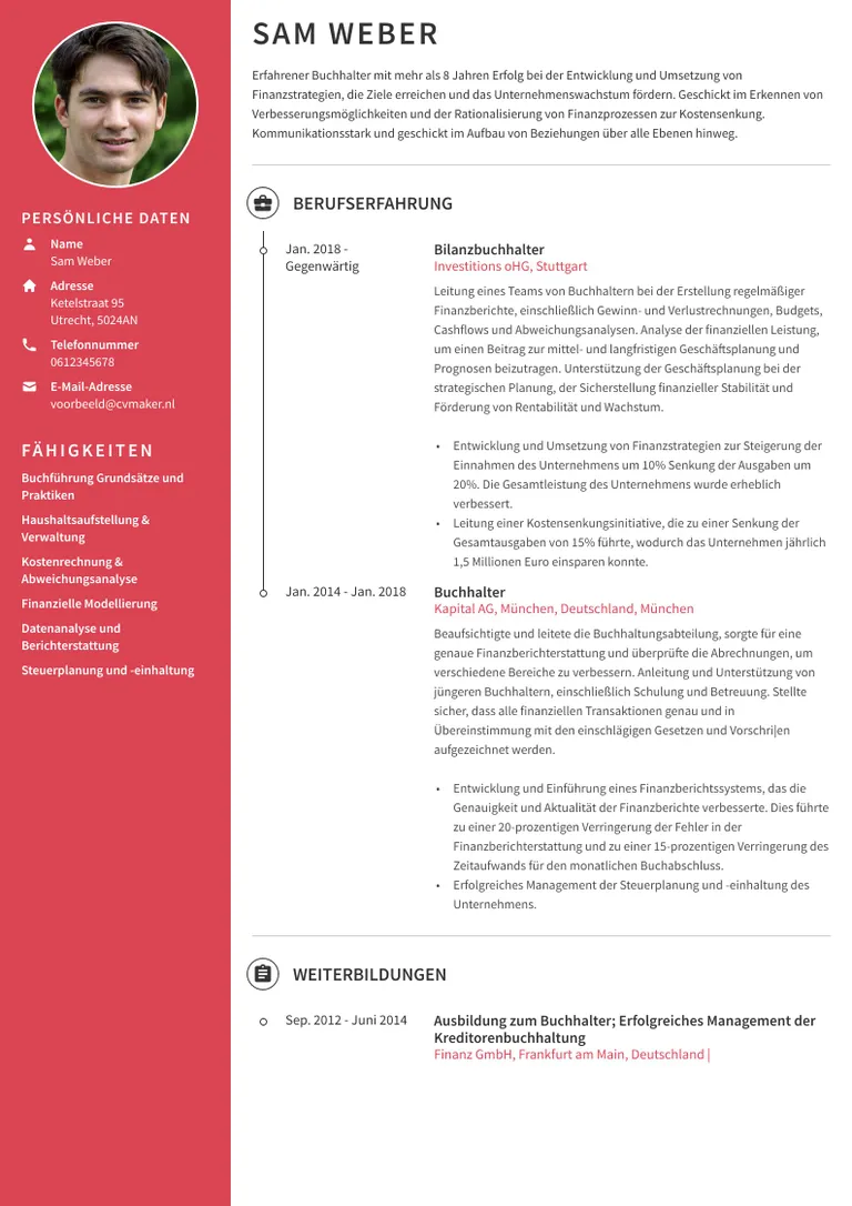 cv voorbeeld Duits