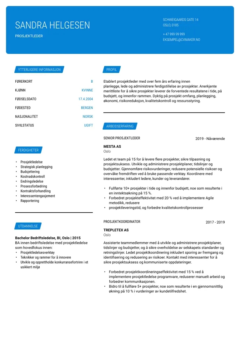 Énsides CV-mål i Norge
