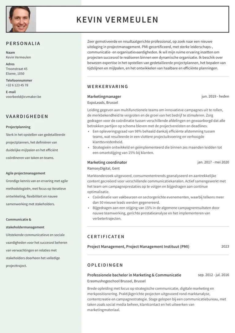 carrièreswitch voorbeeld cv